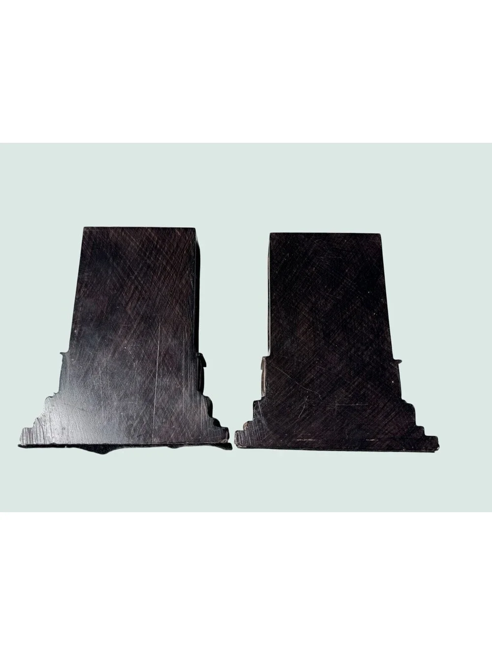 Neoclassical Lion Head Bookends Pair Faux Bronze tone Stone Composite Decor